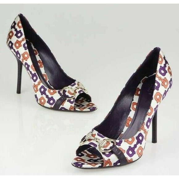 GUCCI Shoes Pumps Orange Satin Crystal 39 - Picture 1 of 12